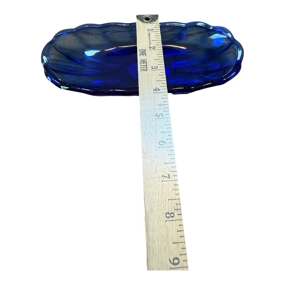 VTG Anchor Hocking Cobalt Blue Glass Dish Banana Split Ice Cream Bowl NWT - Picture 6 of 6